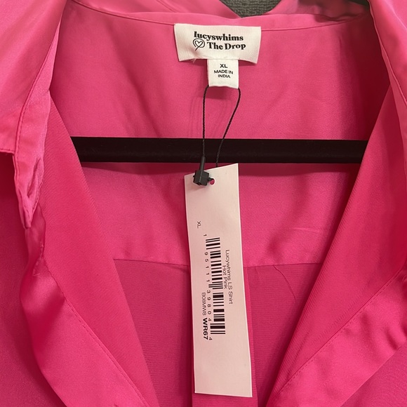 NWT pink satin button up blouse - Picture 3 of 5